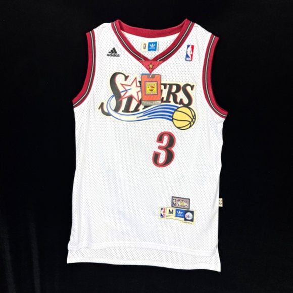New wTag Addis Iverson 3 White Jersey M +2 Philadelphia 76ers Perfect Gift - Picture 6 of 13